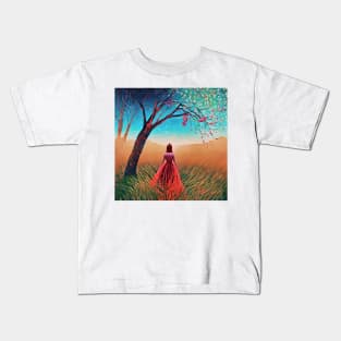 woman in red dress Kids T-Shirt